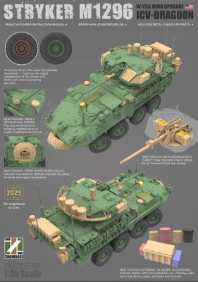 Збірна модель 1/35 Американський ICVD Stryker M1296 ICV-Dragoon з модернізацією ESA MWO Zimi ZM35046 детальное изображение Бронетехника 1/35 Бронетехника