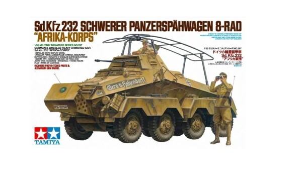 Сборная модель 1/35 Немецкий Sd.Kfz.232 Африканский корпус — восьмиколесный тяжелый бронеавтомобиль детальное изображение Автомобили 1/35 Автомобили