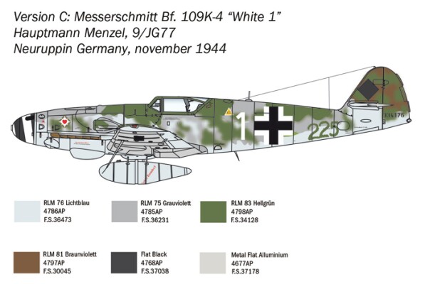 Збірна модель 1/48 Літак Messerschmitt Bf-109 K4 Italeri 2805 детальное изображение Самолеты 1/48 Самолеты