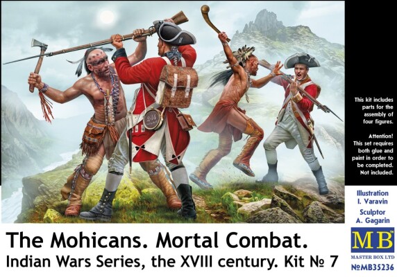 Scale model 1/35 Mohicans &quot;Mortal Combat&quot; (Indian Wars Series, 18th century. Set #7) MasterBox 35236 детальное изображение Фигуры 1/35 Фигуры