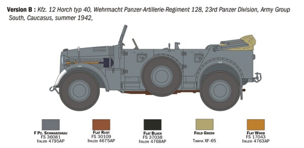 Збірна модель 1/35 Автомобіль Kfz. 12 Horch 901 typ 40 frühen Ausf. рання версія Italeri 6597 детальное изображение Автомобили 1/35 Автомобили