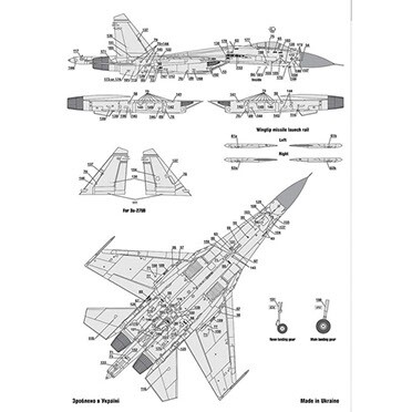 Foxbot 1:72 Декаль технические надписи на Су-27, Су-27УБ ВВС Украины FB 72-075 детальное изображение Декали Афтермаркет