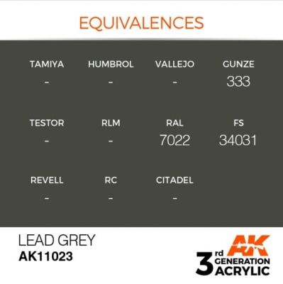 Акрилова фарба LEAD GREY – STANDARD / СВИНЦЕВИЙ СІРИЙ AK-interactive AK11023 детальное изображение General Color AK 3rd Generation