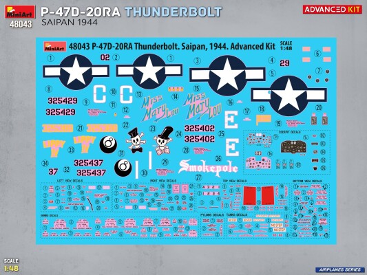 Збірна модель 1/48 Літак Republic P-47D-20RA Thunderbolt - Сайпан, 1944 рік. MiniArt 48043 детальное изображение Самолеты 1/48 Самолеты