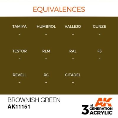Акриловая краска BROWNISH GREEN – STANDARD / КОРИЧНЕВЫЙ ЗЕЛЕНЫЙ АК-интерактив AK11151 детальное изображение General Color AK 3rd Generation