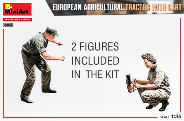 Збірна модель 1/35 Європейський сільськогосподарський трактор з візком MiniArt 38055 детальное изображение Автомобили 1/35 Автомобили
