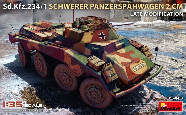 Сборная модель 1/35 Бронеавтомобиль Sd.Kfz.234/1 Schwerer Panzerspähwagen 2cm поздняя модификация детальное изображение Автомобили 1/35 Автомобили