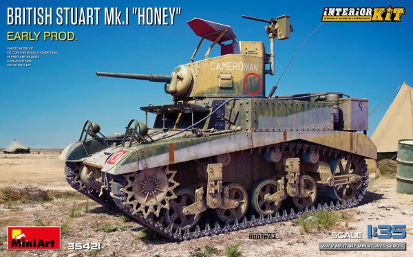 Збірна модель 1/35 Британський танк М3 Stuart 'Honey' з інтер'єром (Ранне виробництво) MiniArt 35421 детальное изображение Бронетехника 1/35 Бронетехника