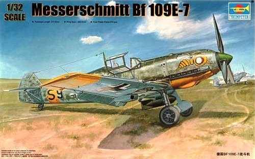 Збірна модель 1/32 Німецький винищувач Messerschmitt Bf 109E-7 Trumpeter 02291 детальное изображение Самолеты 1/32 Самолеты