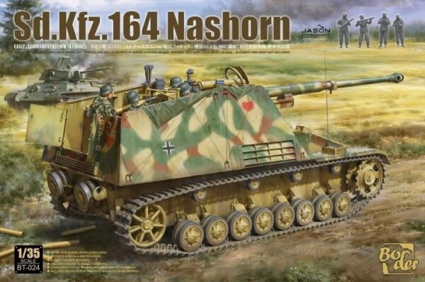 Збірна модель 1/35 САУ Sd.Kfz.164 Nashorn Рання/Командна версія з 4 фігурками Border Model BT-024 детальное изображение Бронетехника 1/35 Бронетехника