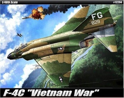 Scale model 1/48 USAF F-4C aircraft &quot;Vietnam War&quot; Academy 12294 детальное изображение Самолеты 1/48 Самолеты