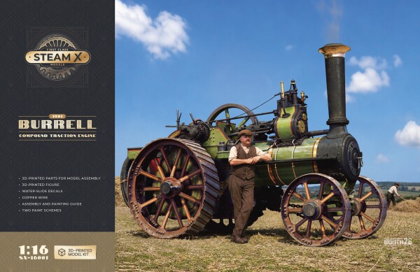 3D-печатная масштабная модель 1/16 1901 Burrell Compound Traction Engine ScaleX SX-16001 детальное изображение Гражданская техника 