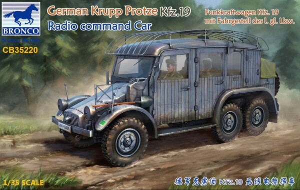 Сборная модель 1/35 Немецкий автомобиль Krupp Protze. 19 (радиокомандная машина) Bronco 35220 детальное изображение Бронетехника 1/35 Бронетехника