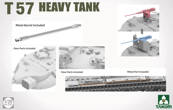 Scale model 1/35 Heavy American tank T57 Takom 2203 детальное изображение Бронетехника 1/35 Бронетехника