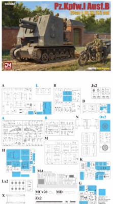 Збірна модель 1/35 САУ Pz.Kpfw.I Ausf.B 15cm s.IG.33 (Sf) auf з набірними траками «Magic Track» DRAMi DM6259 детальное изображение Бронетехника 1/35 Бронетехника