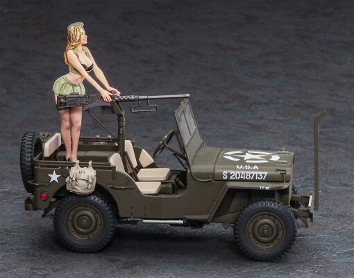 Збірна модель 1/24 Позашляховик 4x4 вантажопідйомністю 1/4 тонни (з кулеметом Cal. 50 M2) та фігуркою блондинки Hasegawa 52283 детальное изображение Автомобили 1/24 Автомобили