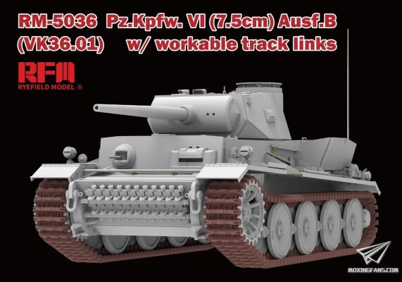 Збірна модель 1/35 Німецький важкий танк PZ.KPFW.VI AUSF.B (VK36.01) з робочими траками RFM RM-5036 детальное изображение Военная техника 