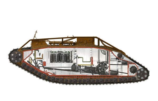 Сборная модель 1/35 Британский тяжелый танк с полным интерьером Mk.V Male Менг TS-020 детальное изображение Бронетехника 1/35 Бронетехника