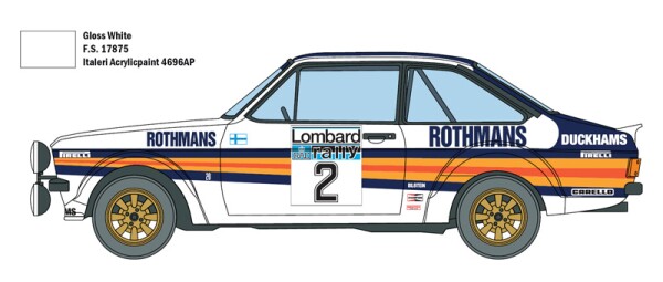 Збірна модель 1/24 Автомобіль Ford Escort RS 1800 Mk.II Lombard RAC Rally Italeri 3650 детальное изображение Автомобили 1/24 Автомобили