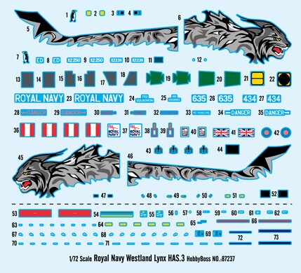 Сборная модель 1/72 Британский вертолёт Royal Navy Westland Lynx HAS.3 ХоббиБосс 87237 детальное изображение Вертолеты 1/72 Вертолеты