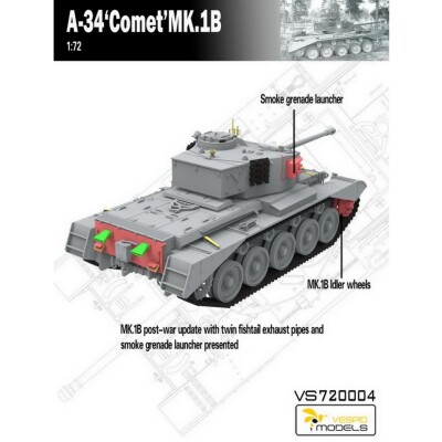 Збірна модель 1/72 Британський середній танк A34 Comet Mk.IB Vespid Models VS720004 детальное изображение Бронетехника 1/72 Бронетехника