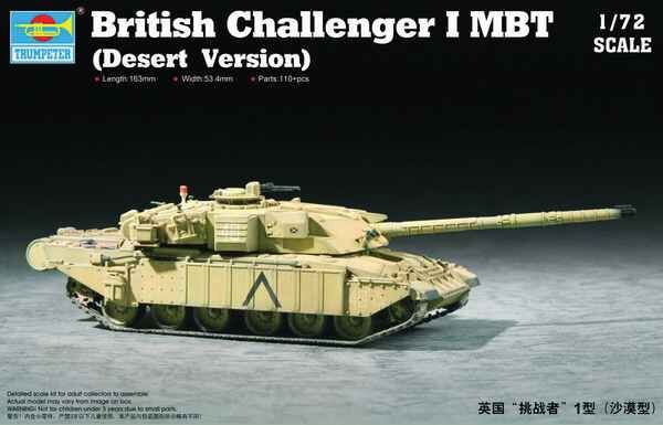 Збірна модель 1/72 британський танк Challenger 1MBT (Desert Version) Trumpeter 07105. детальное изображение Бронетехника 1/72 Бронетехника