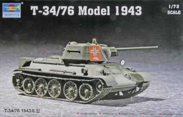 Сборная модель 1/72 советский танк Т-34/76 мод.1943 Трумпетер 07208 детальное изображение Бронетехника 1/72 Бронетехника