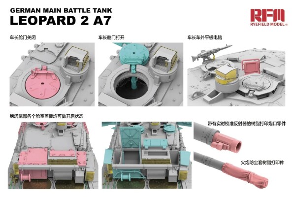 Збірна модель 1/35 Танк Leopard 2A7 RFM RM-5108 детальное изображение Бронетехника 1/35 Бронетехника