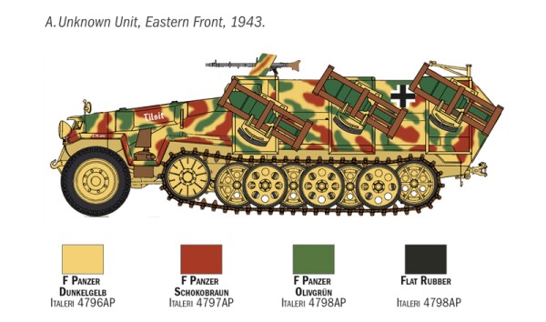 Збірна модель 1/72 Німецький бронетранспортер Sd. Kfz. 251/1 Wurfrahmen 40 Stuka zu Fuss Italeri 7080 детальное изображение Бронетехника 1/72 Бронетехника