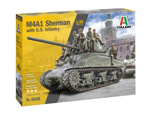 Збірна модель 1/35 Танк M4A1 Sherman з американською піхотою Italeri 6568 детальное изображение Бронетехника 1/35 Бронетехника