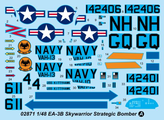 Сборная модель 1/48 Самолет EA-3B SkyWarrior Strategic Bomber Трумпетер 02871 детальное изображение Самолеты 1/48 Самолеты