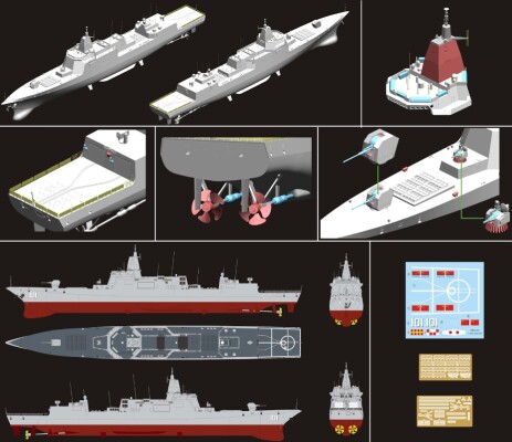 Сборная модель 1/350 эсминец ВМС Китая Тип 055 DDG Бронко NB5055 детальное изображение Флот 1/350 Флот