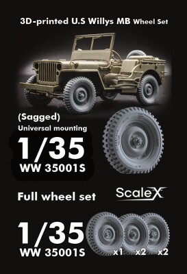 Набір коліс (з деформацією) для U.S Willys MB ScaleX WW 35001S детальное изображение Колёса Афтермаркет