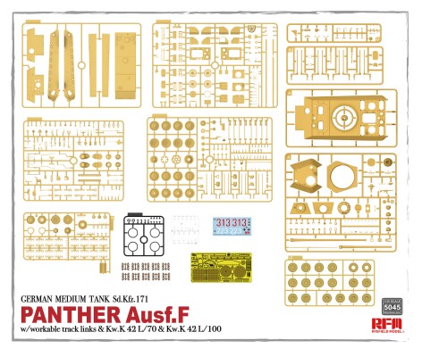 Збірна модель 1/35 Танк Sd.Kfz.171 Panther Ausf.F RFM RM-5045 детальное изображение Бронетехника 1/35 Бронетехника