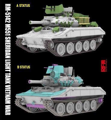 Збірна модель 1/35 Легкий танк М551 Sheridan (В'єтнамська війна) Rye Field Model RFM 5142 детальное изображение Бронетехника 1/35 Бронетехника