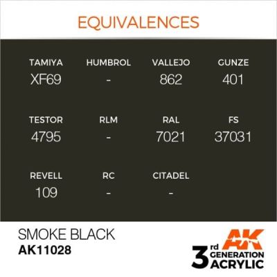 Acrylic paint SMOKE BLACK – STANDARD / BLACK SMOKE AK-interactive AK11028 детальное изображение General Color AK 3rd Generation