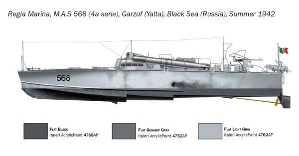 Збірна модель 1/35 Торпедний катер M.A.S. 563/568 з екіпажем Italeri 5626 детальное изображение Флот 1/35 Флот