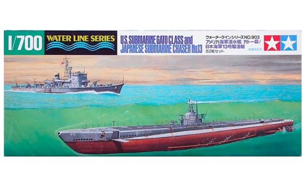 Сборная модель 1/700 Американская подводная лодка класса «Гато» и японский противолодочный корабль детальное изображение Флот 1/700 Флот
