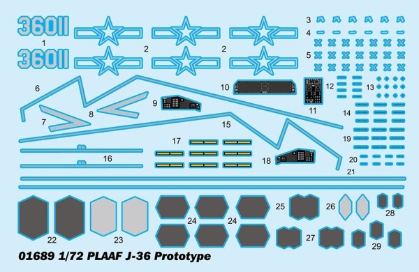 Збірна модель 1:72 Літак PLAAF J-36 Trumpeter 01689 детальное изображение Самолеты 1/72 Самолеты