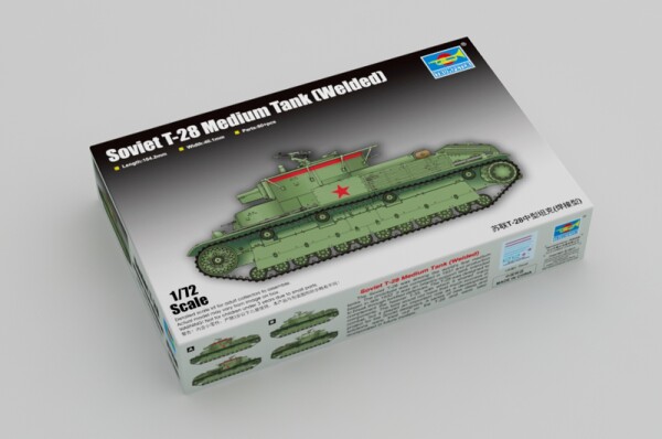 Сборная модель 1/72 Советский средний танк Т-28 (сварной) Трумпетер 07150 детальное изображение Бронетехника 1/72 Бронетехника