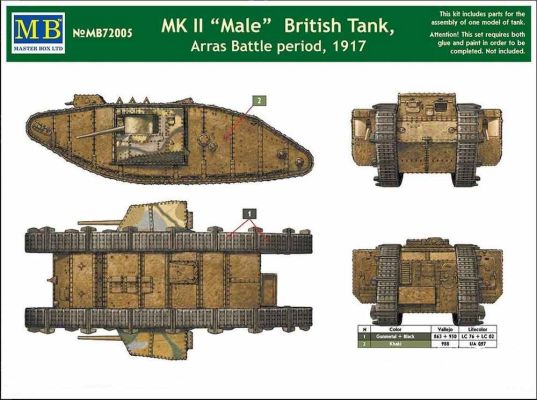 BRITISH MK II MALE TANK, ARRAS BATTLE PERIOD 1917 детальное изображение Бронетехника 1/72 Бронетехника