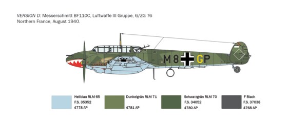 Збірна модель 1/72 Літак BF-110 C ZERSTORER Italeri 0049 детальное изображение Самолеты 1/72 Самолеты