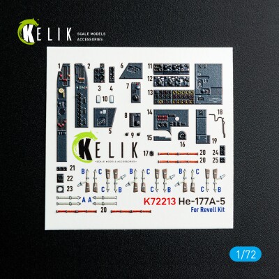 Heinkel He-177 A-5 3D декаль інтер'єр для комплекту Revell 1/72 KELIK K72213 детальное изображение 3D Декали Афтермаркет