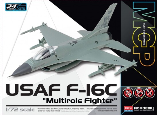 Збірна модель 1/72 Літак F-16C (складання без клею) Academy 12541 детальное изображение Самолеты 1/72 Самолеты