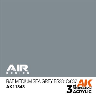 Акрилова фарба RAF Medium Sea Grey BS381C/637 / Помірно-сірий AIR АК-interactive AK11843 детальное изображение AIR Series AK 3rd Generation
