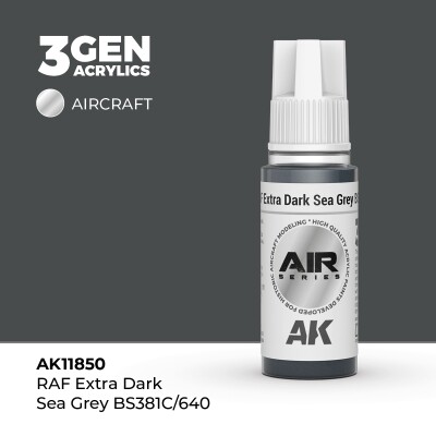 Акриловая краска RAF Extra Dark Sea Grey BS381C/640 / Глубинный серый AIR АК-интерактив AK11850 детальное изображение AIR Series AK 3rd Generation
