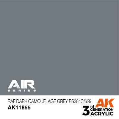 Acrylic paint RAF Dark Camouflage Gray BS381C/629 AIR AK-interactive AK1185 детальное изображение AIR Series AK 3rd Generation