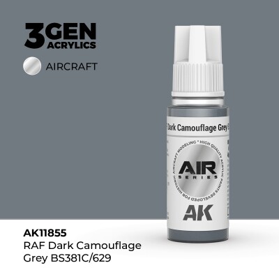 Акриловая краска RAF Dark Camouflage Grey BS381C/629 / Темно-серый камуфляж AIR АК-интерактив AK1185 детальное изображение AIR Series AK 3rd Generation