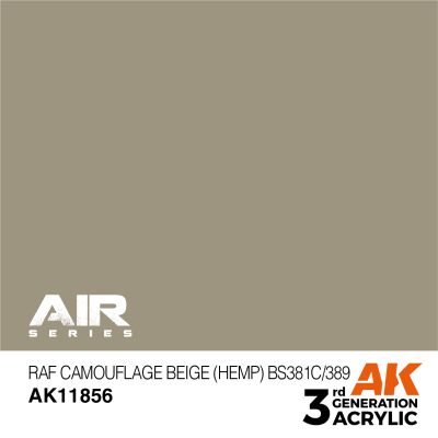 Акрилова фарба RAF Camouflage Beige (Hemp) BS381C/389 / Камуфляж бежевий AIR АК-interactive AK11856 детальное изображение AIR Series AK 3rd Generation