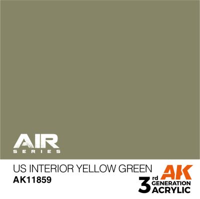 Акриловая краска US Interior Yellow Green / Интерьер США Желтый Зеленый AIR АК-интерактив AK11859 детальное изображение AIR Series AK 3rd Generation